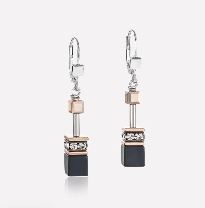 Onyx black-rose gold earrings