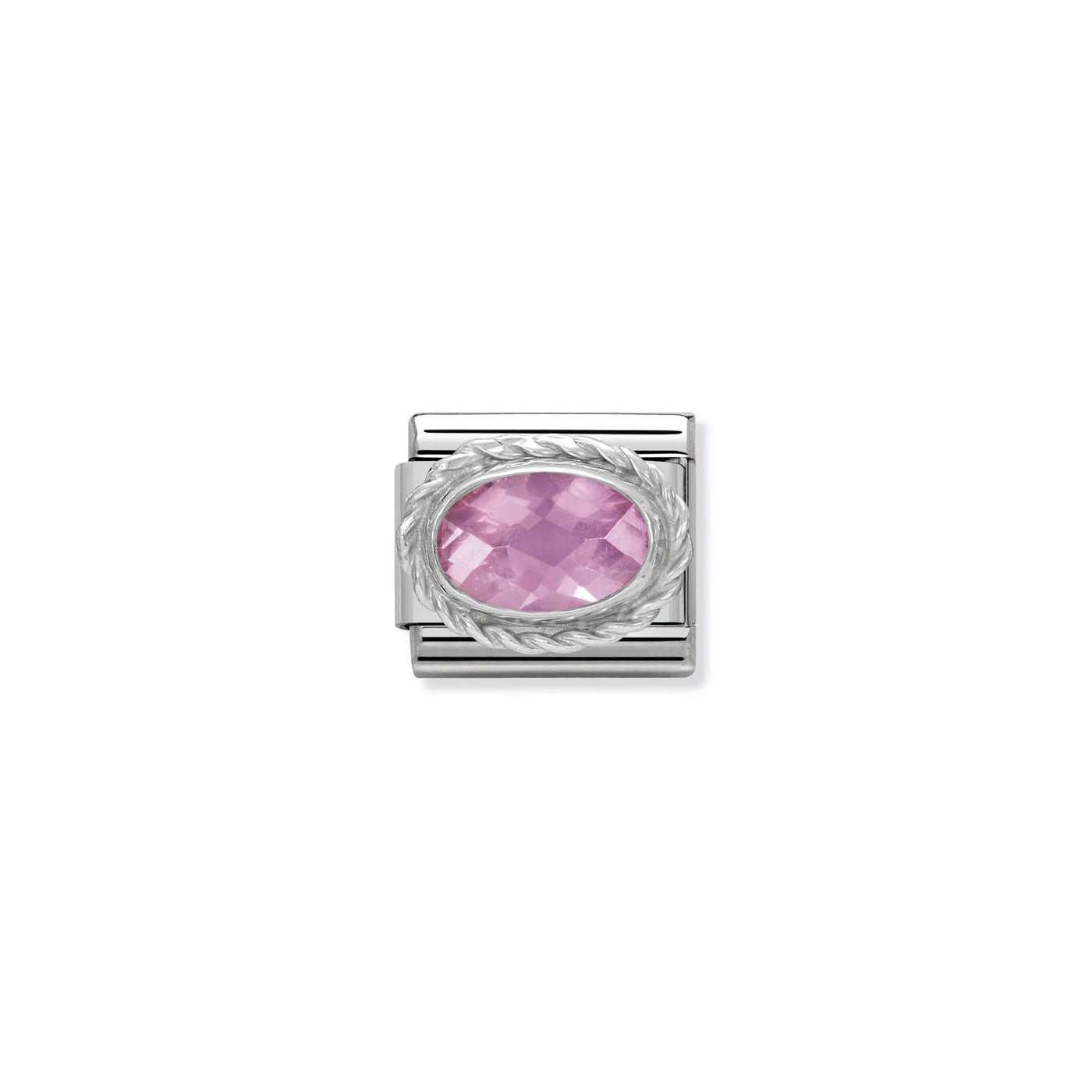 Pink Cubic Zirconia & twisted sterling silver