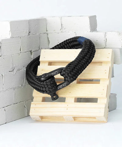 "Gorgeous George" Bracelet - Black Leather - Medium/Large