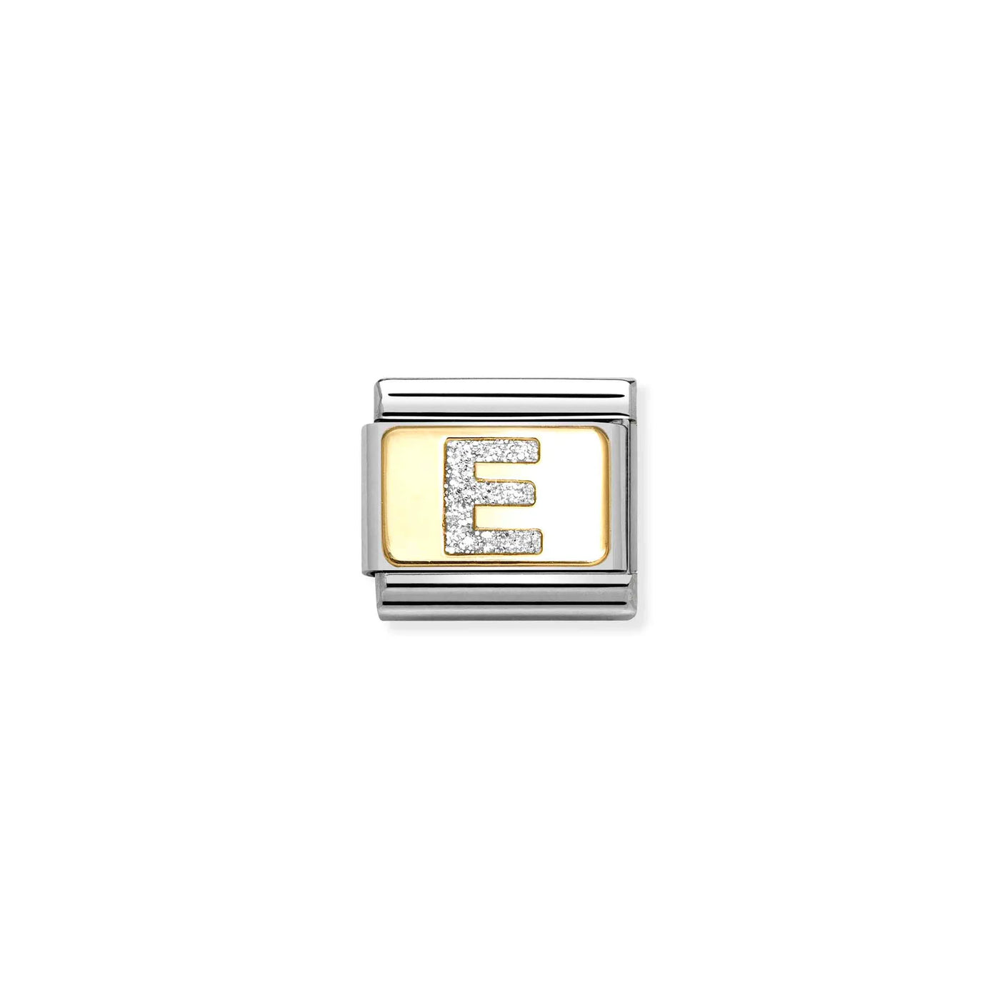 Letter E Gold Glitter Charm