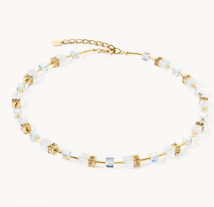 Gold & White Rock Crystals Necklace