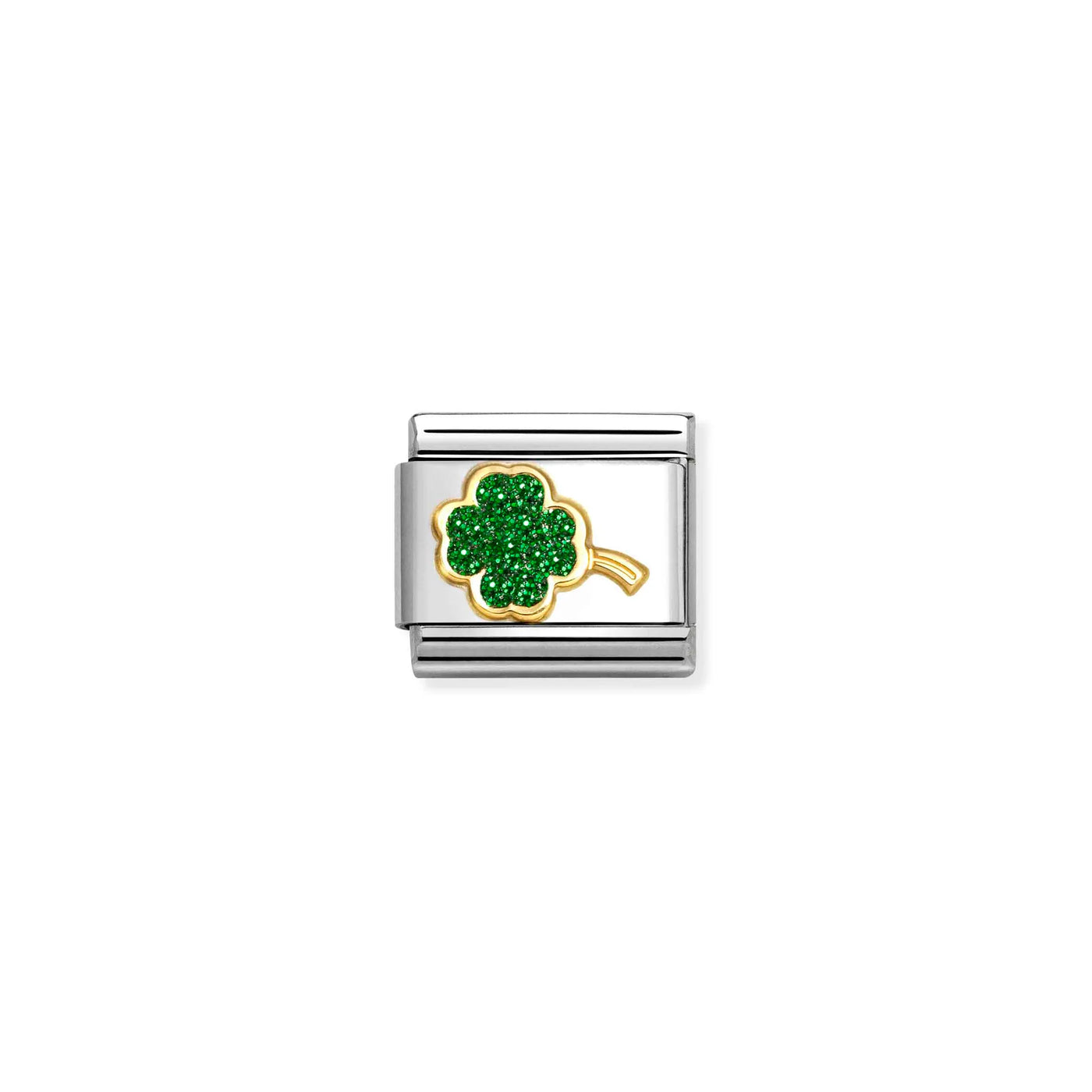 Green Glitter Four Leaf Clover Charm