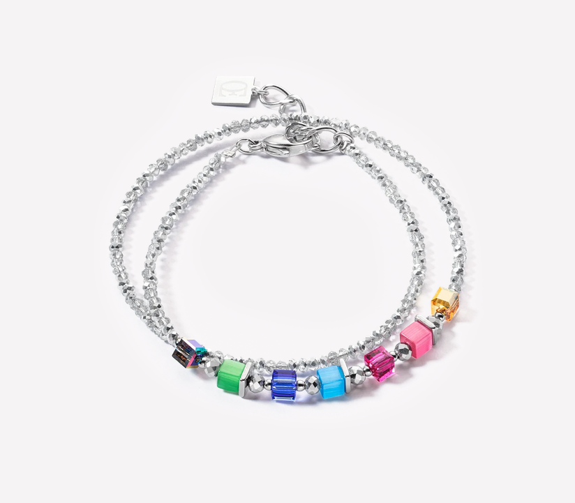 Joyful Colours Wrap Bracelet Silver Rainbow