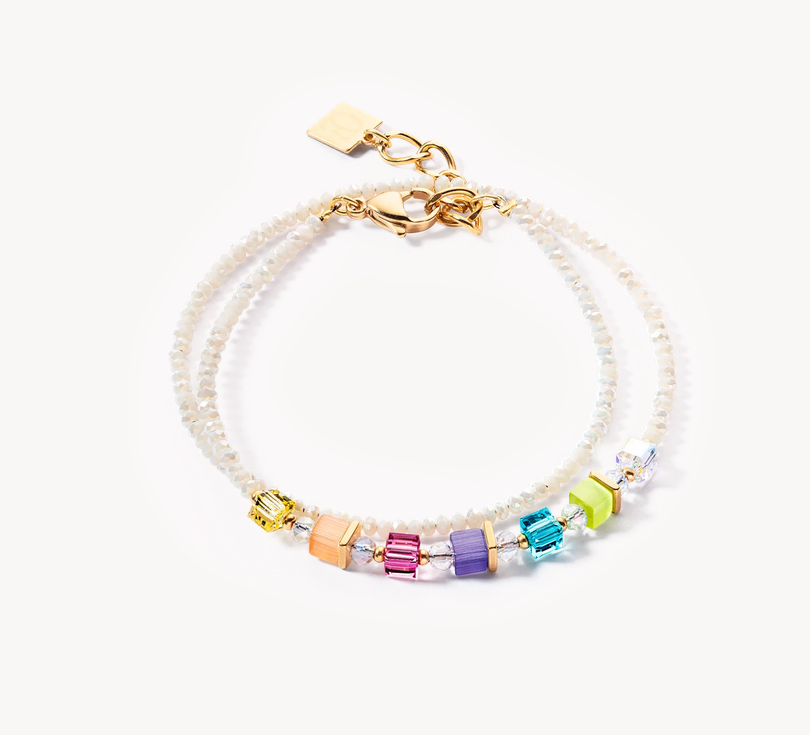 Joyful Colours Wrap Bracelet Gold Pastel Rainbow