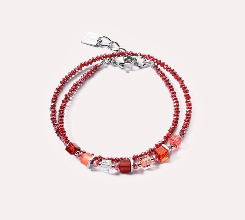 Joyful Colours Wrap Bracelet Silver Red