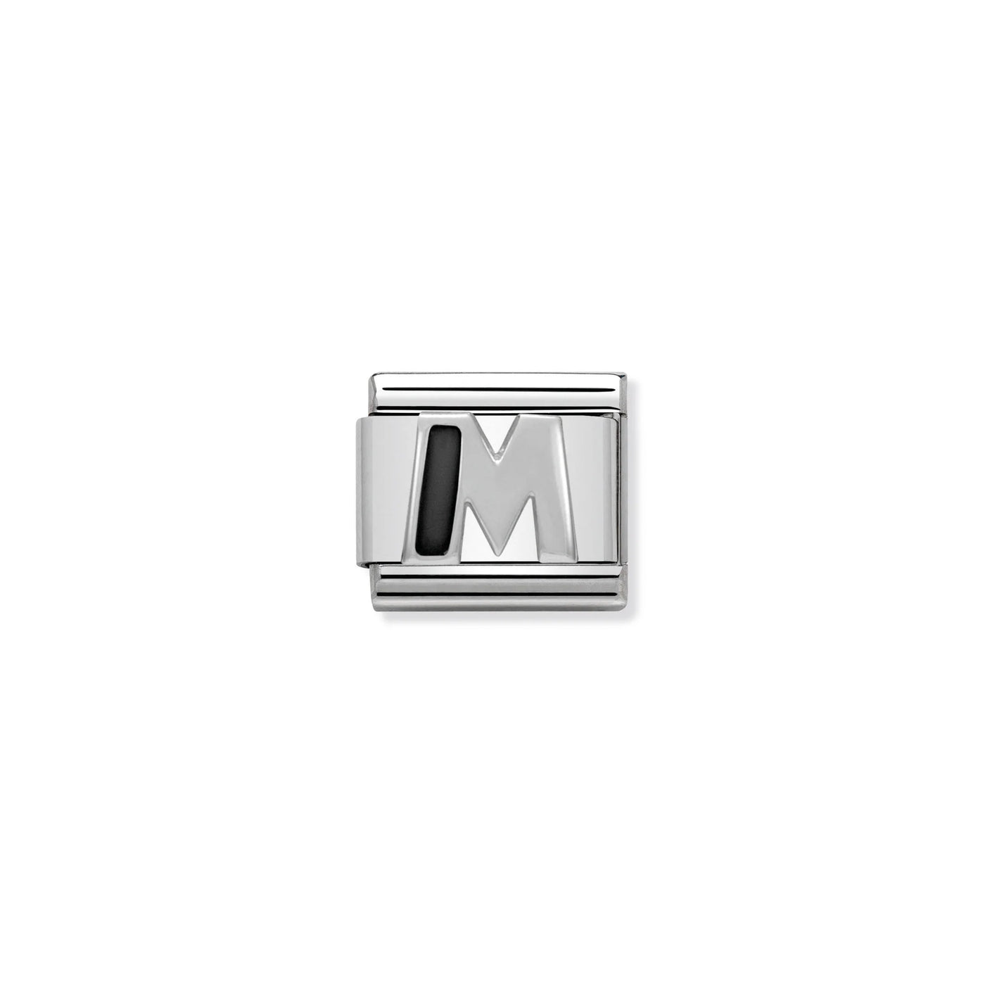 Letter M Black Stripe Charm