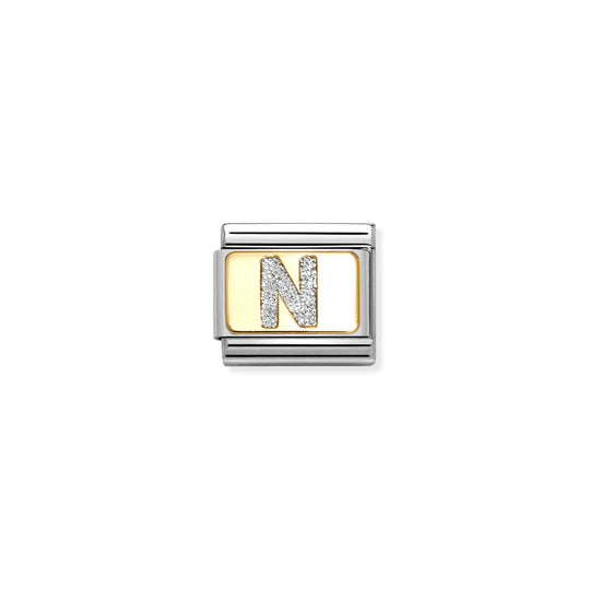 Letter N Gold Glitter Charm