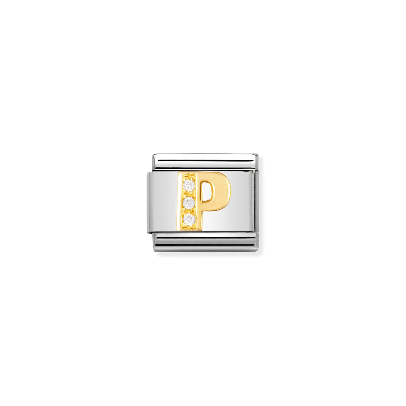 Letter P Gold CZ Charm