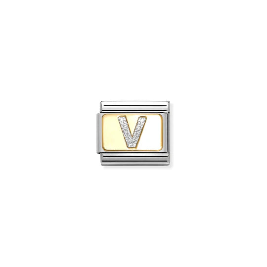 Letter V Glitter Charm