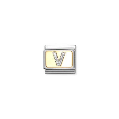 Letter V Gold Glitter Charm