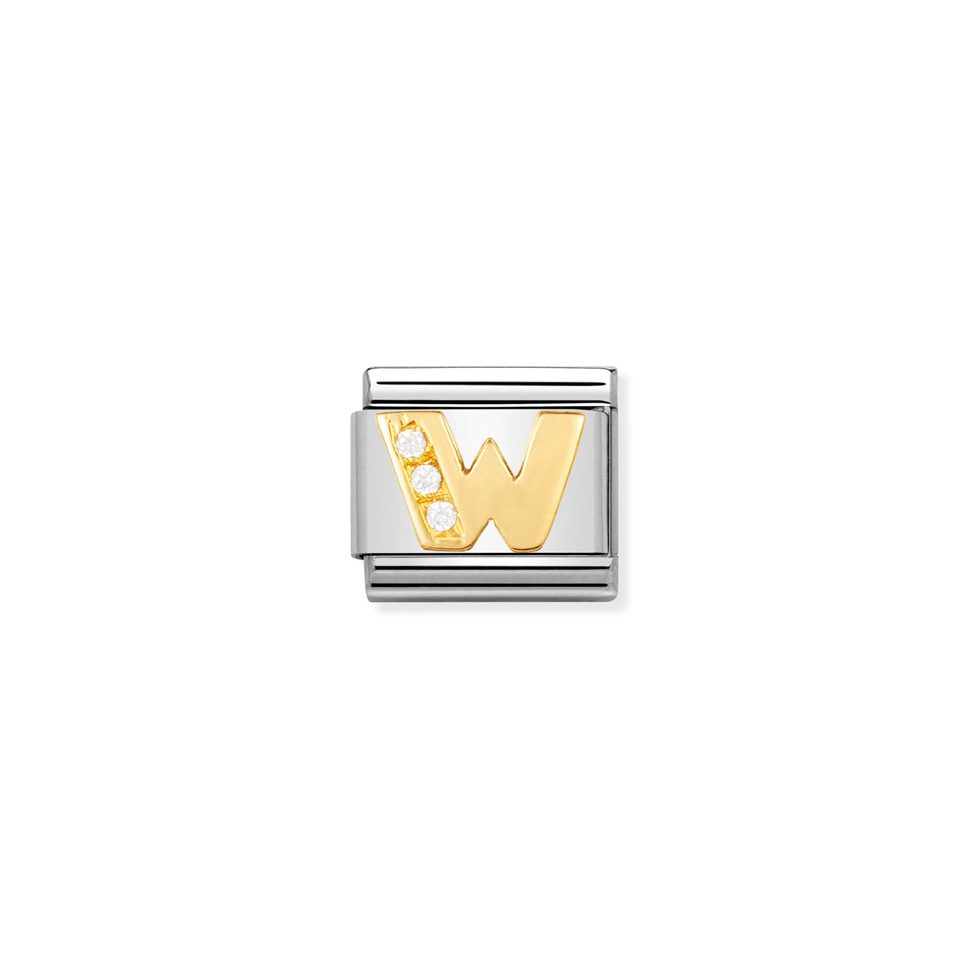 Letter W Gold CZ Charm