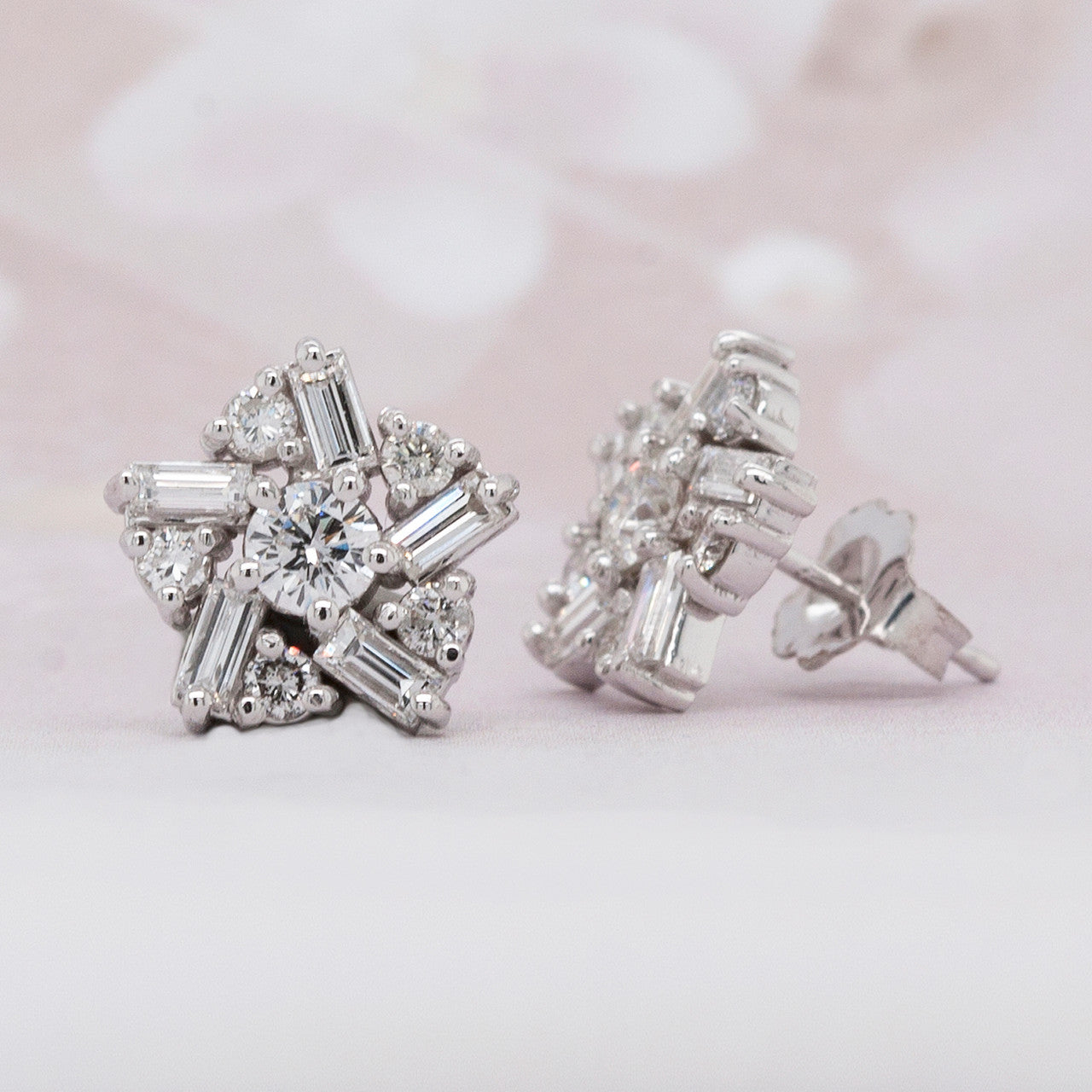 Baguette & Round Diamond Studs