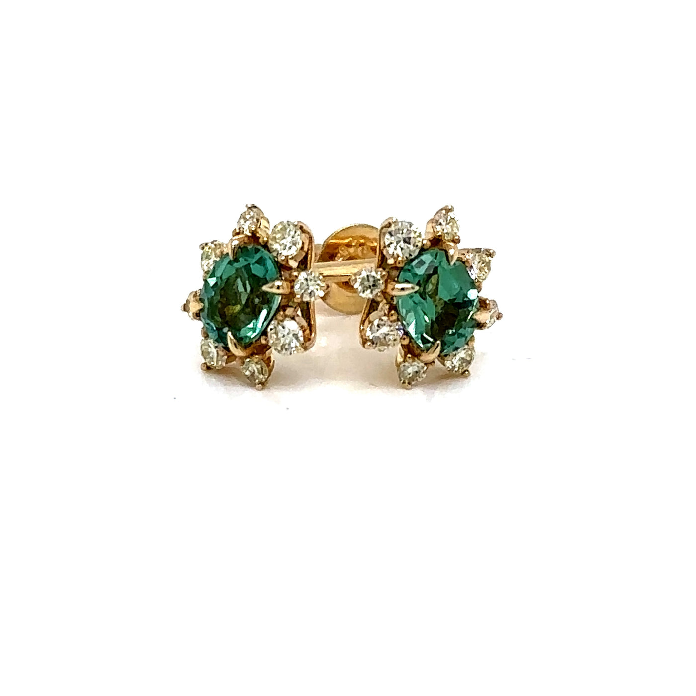 Mint Tourmaline and Diamond earrings