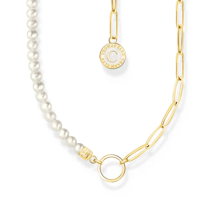 Pearl and Long Link Necklace  - YGP - 45cm