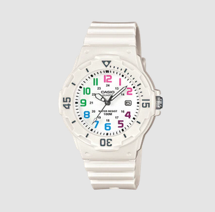 Casio kid's time teacher analogue quartz watch in white