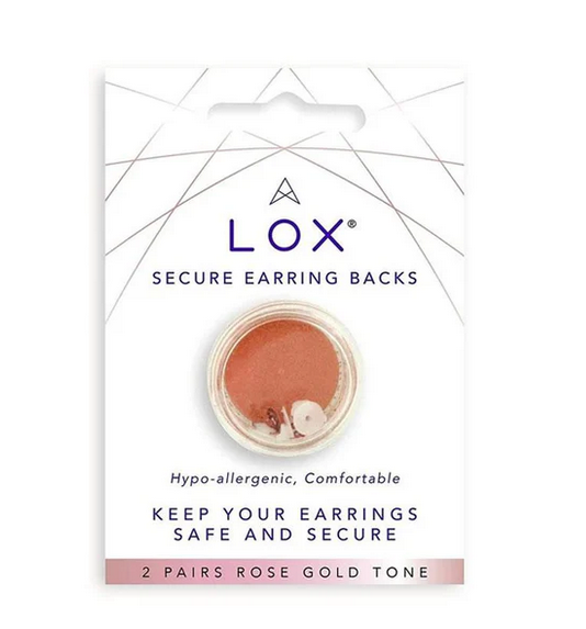 Rose Gold Lox - Secure Earring Backs - 2 Pair Pack
