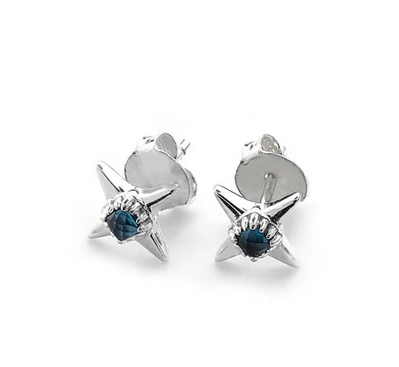 Ninja Star Studs - London Blue Topaz