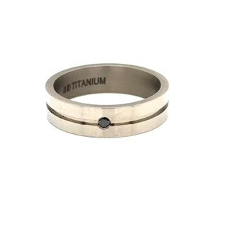 Titanium with Black Diamond Band - Size V