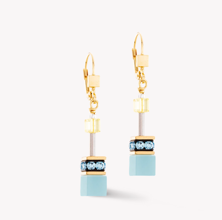 Turquoise, White & Gold Earrings