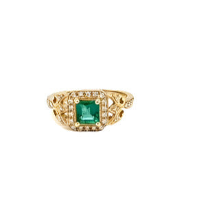 Emerald & Diamond Halo Dress Ring