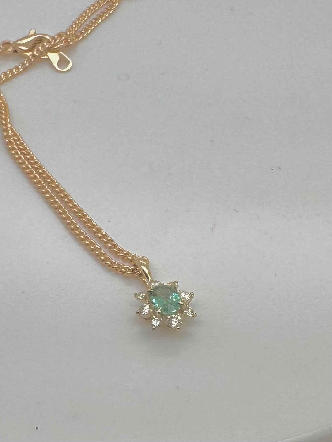 Mint Tourmaline and Diamond pendant