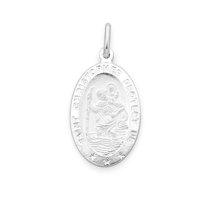 9Y St Christopher Oval Pendant 16mm