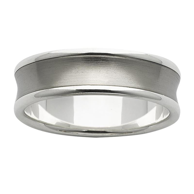 Black Zirconium & Sterling Silver Band – 7mm – Size Y