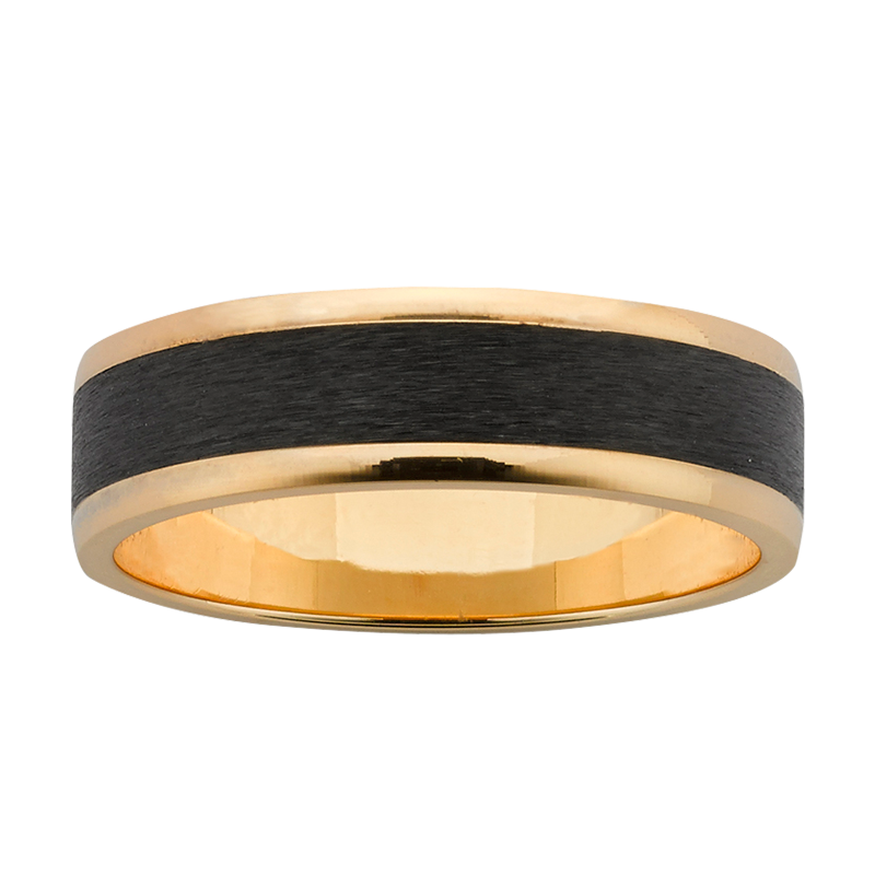 Black Zirconium & Gold Gents Wedder - 6mm - Size X
