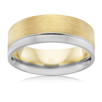 Two Tone Luxury Fit Faceted Gents Wedder - 7mm - Size V