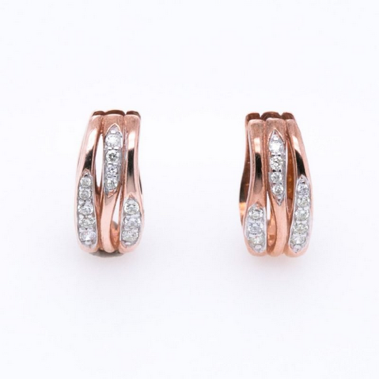 9ct Rose Gold Diamond Huggie Earrings – 0.18ct TDW