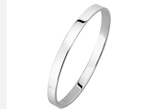 9ct white gold 5mm wide bangle