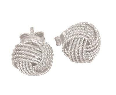 10mm Knot Stud Earrings – Rhodium Plated Sterling Silver