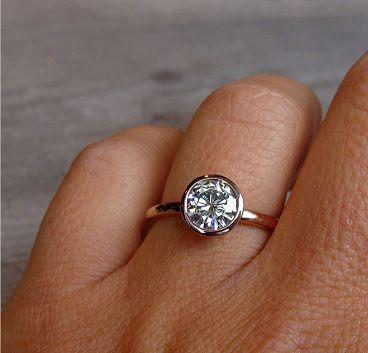 18ct rose gold bezel set ring