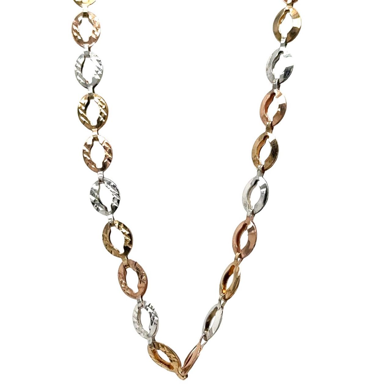 Mixed gold,rose & white chain