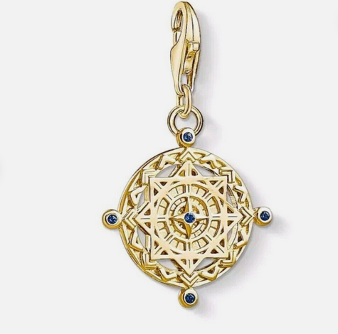 Gold Plated Vintage Compass Charm