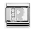 Letter R symbol with Cubic Zirconia