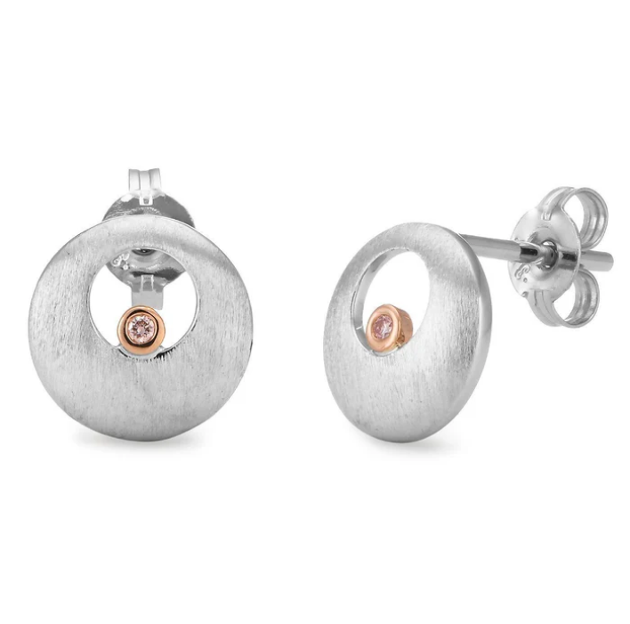 9ct White Gold and Rose Gold Pink Diamond Studs