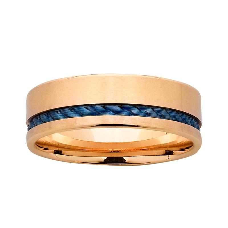 Titanium Blue and 9ct Yellow Gold Wedding Band – Size X – 7mm