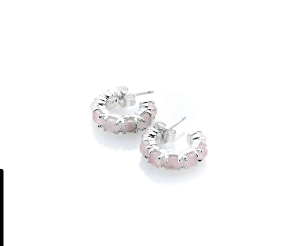 Halo Cluster Earring with Rose Quartz