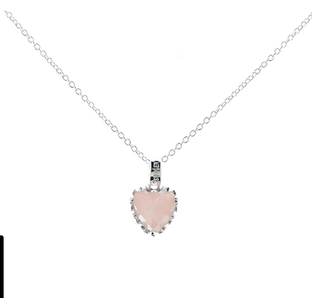 Love Claw Necklace Rose Quartz Stone.