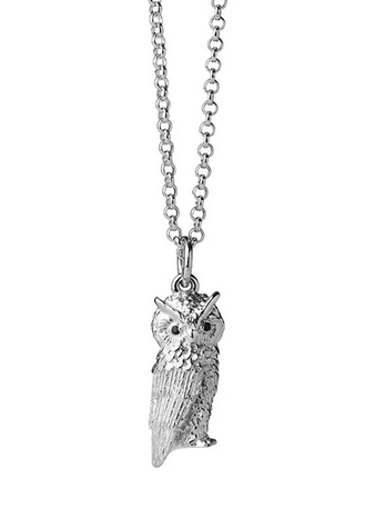 Owl Necklace Silver with Garnet