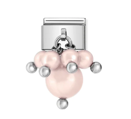 Pink Crystal Pearls pendant on stainless steel.