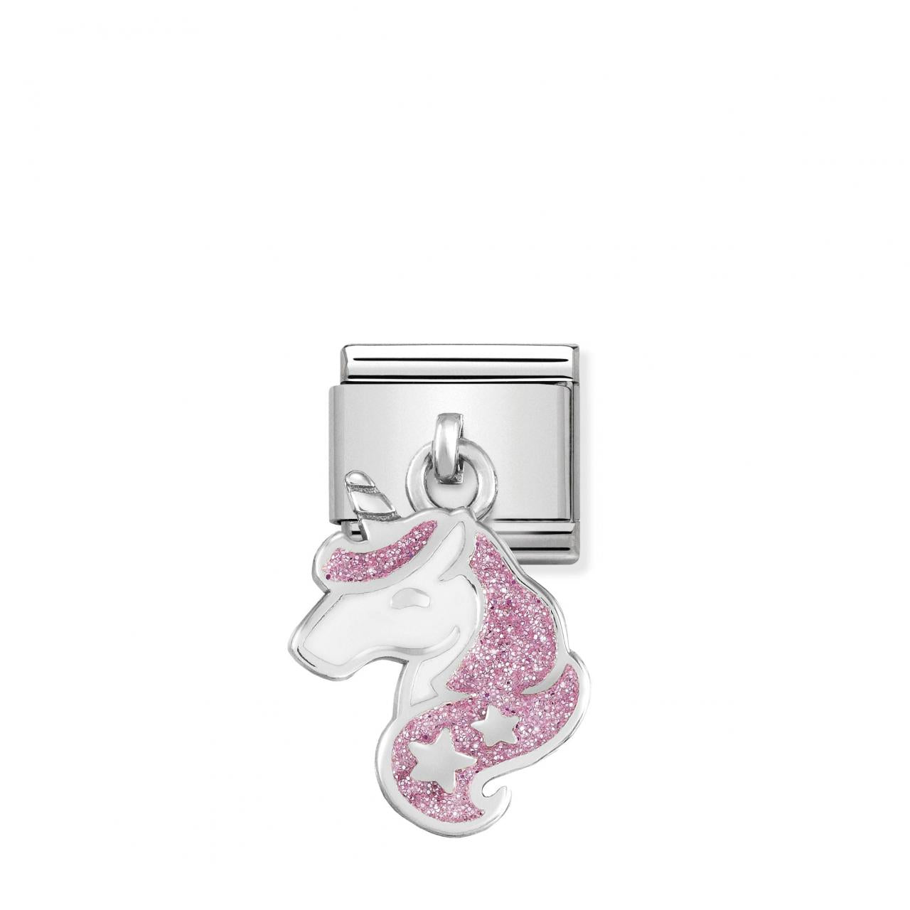 Pink glitter unicorn charm