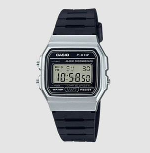 Casio Basic Men's Digital Retro Silver watch with black strap