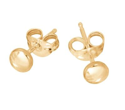 9ct Yellow Gold Flat Ball Earring Studs - 4mm