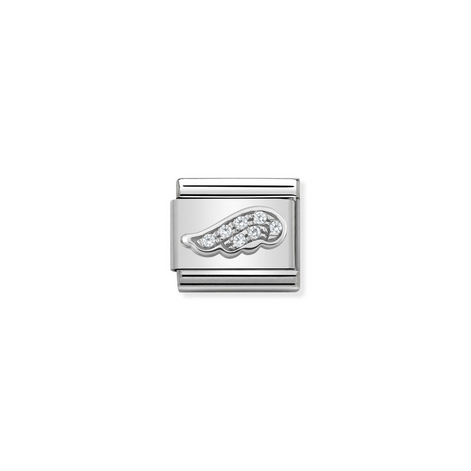 Wing symbol with White Cubic Zirconia Charm