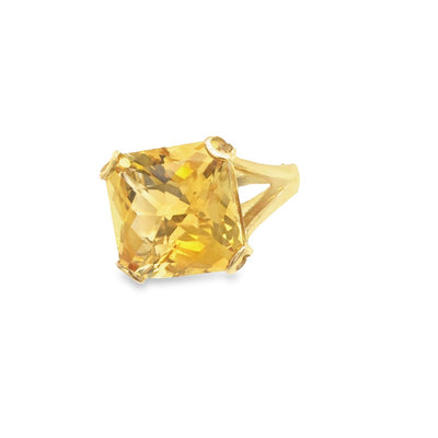 Octagonal large Citrine ring