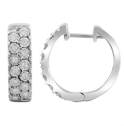 9ct White Gold Diamond Huggies