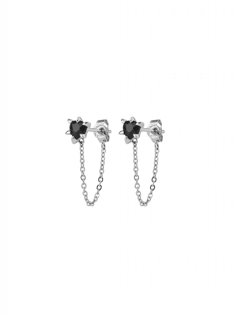 Cupid's Heart & Chain Studs