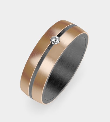 Tantalum & Rose Gold Diamond Wedder